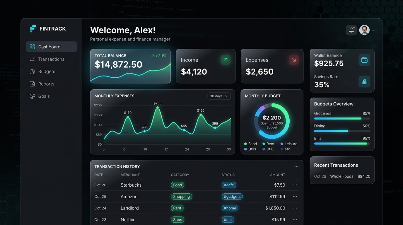 FinTrack Personal Expense Manager Dashboard